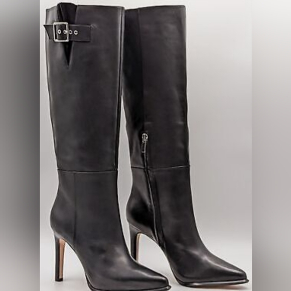 Hazel Black Leather Knee High Boots by PAIGE Size 7 - Picture 1 of 6